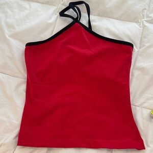 Red Halter Top with Black Trim